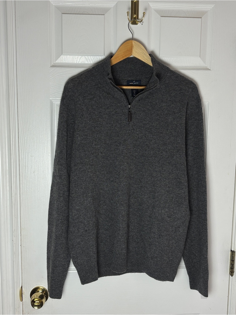 Daniel Hechter Paris 100% Cashmere Quarter Zip Sweater Gray Size L